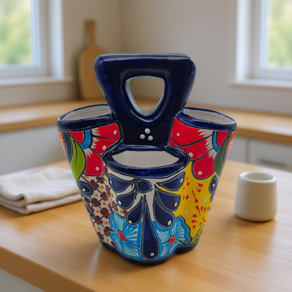 Talavera Utensil Holder – Colorful Handcrafted Mexican Organizer