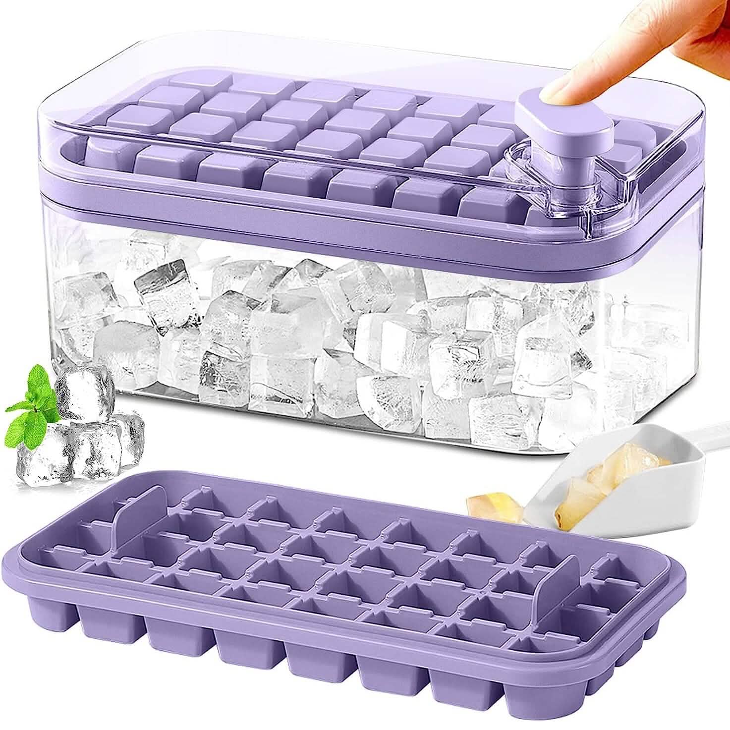 101oz. Eiswürfelformen-Set – 64-teiliges Silikon-Eiswürfelform-Set mit Deckel und Behälter