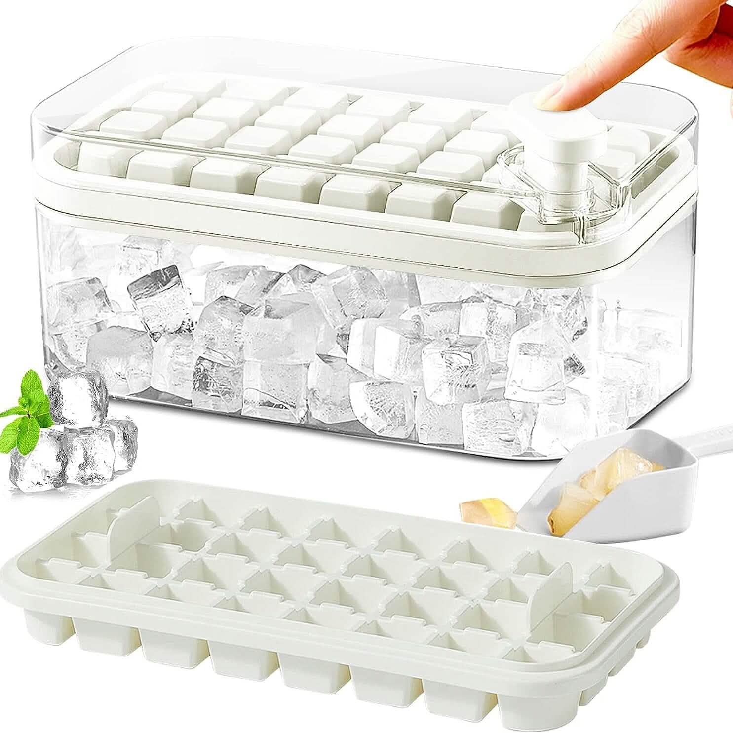 101oz. Eiswürfelformen-Set – 64-teiliges Silikon-Eiswürfelform-Set mit Deckel und Behälter