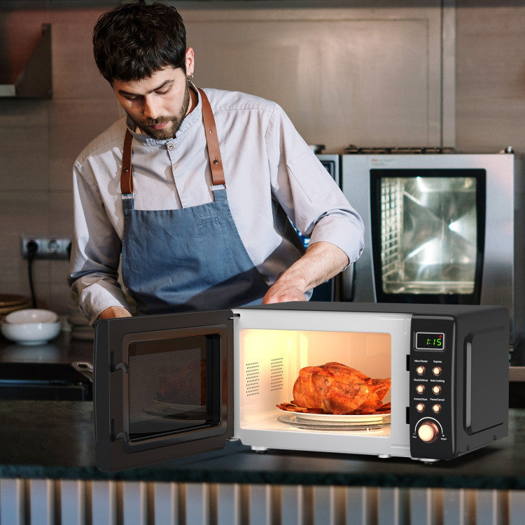 700W Retro Microwave Oven – Countertop Compact