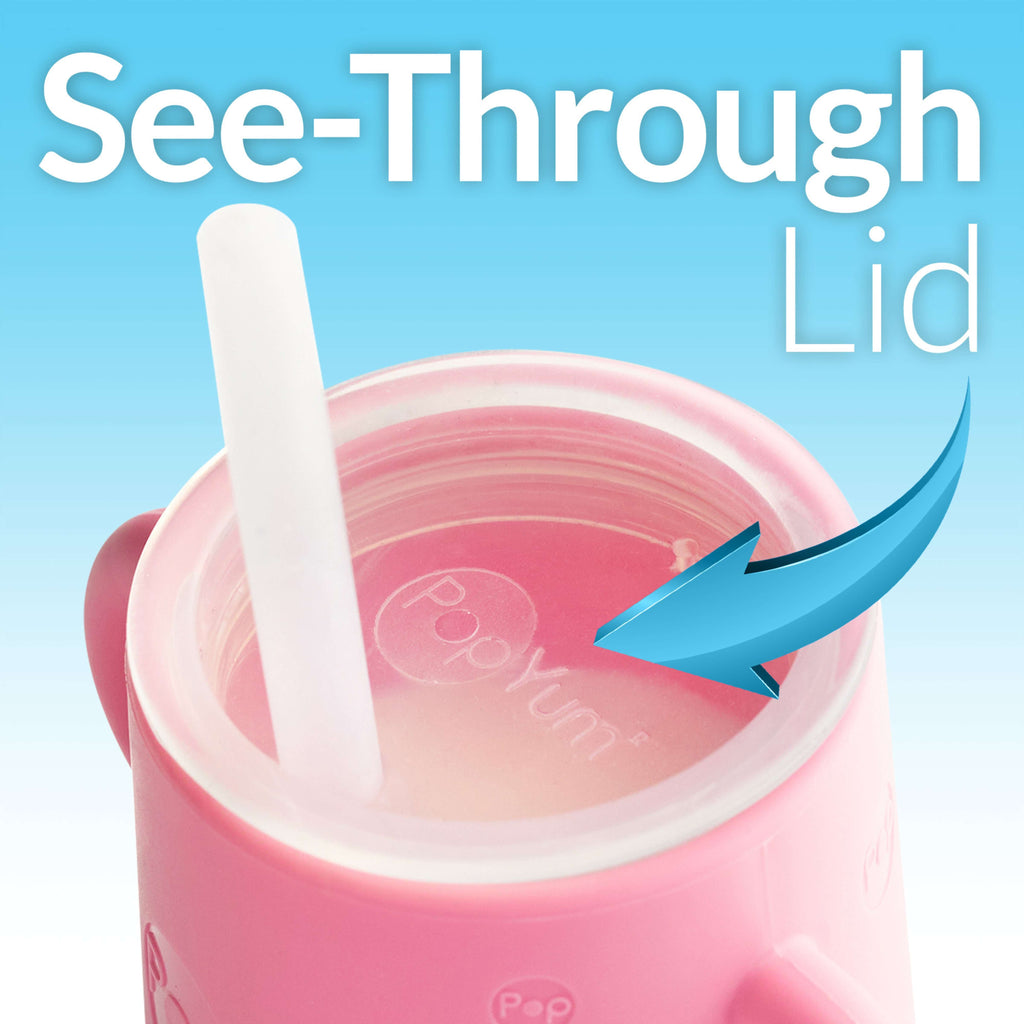 PopYum Silicone Baby Training Cup with Straw – 2-Pack, Purple & Pink