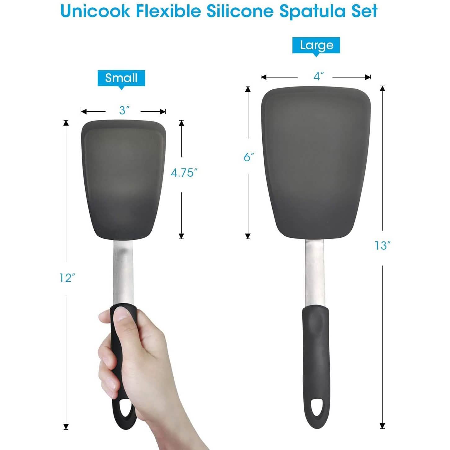 Unicook Flexible Silicone Spatula – 2-Pack Kitchen Turner Set