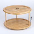 2-Tier Round Bamboo Turntable Spice Rack Cabinet Organizer