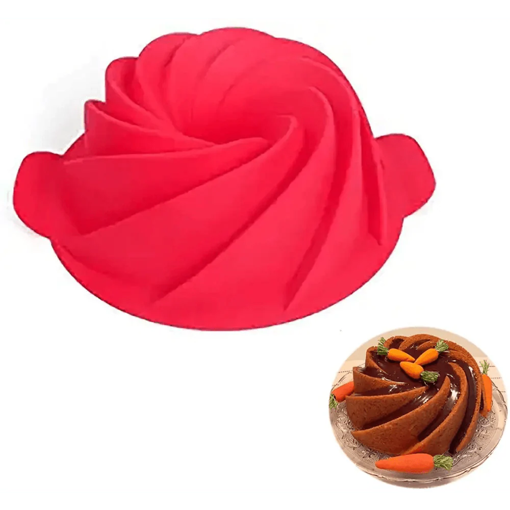2-Piece Spiral Silicone Bundt Cake Pan – 10-Inch Cyclone Baking Mold