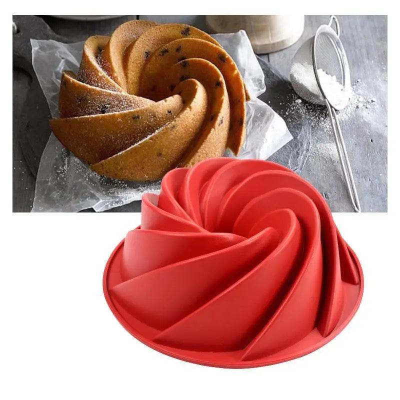 2-Piece Spiral Silicone Bundt Cake Pan – 10-Inch Cyclone Baking Mold