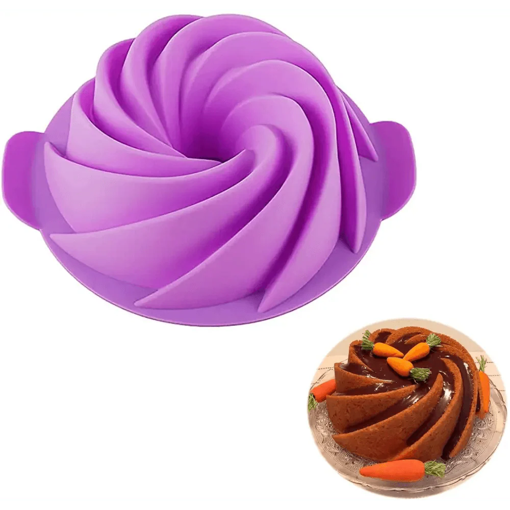 2-Piece Spiral Silicone Bundt Cake Pan – 10-Inch Cyclone Baking Mold