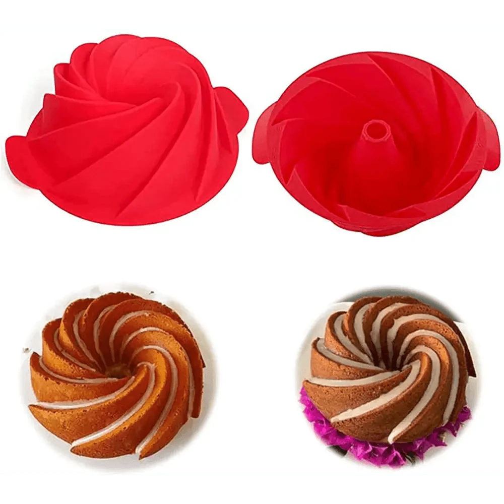 2-Piece Spiral Silicone Bundt Cake Pan – 10-Inch Cyclone Baking Mold