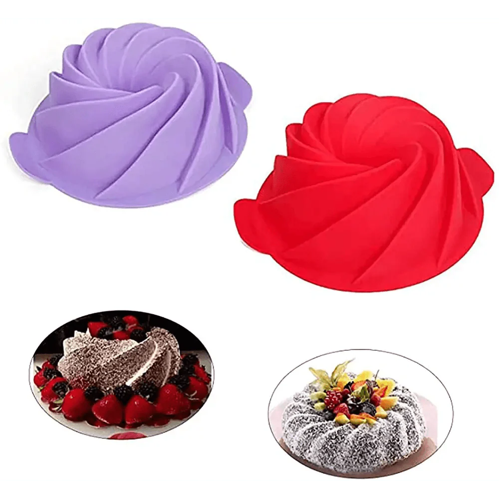 2-Piece Spiral Silicone Bundt Cake Pan – 10-Inch Cyclone Baking Mold