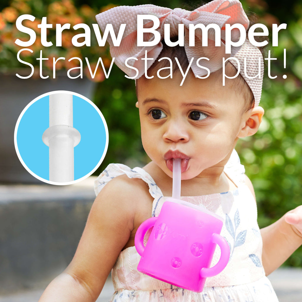 PopYum Silicone Baby Training Cup with Straw – 2-Pack, Purple & Pink