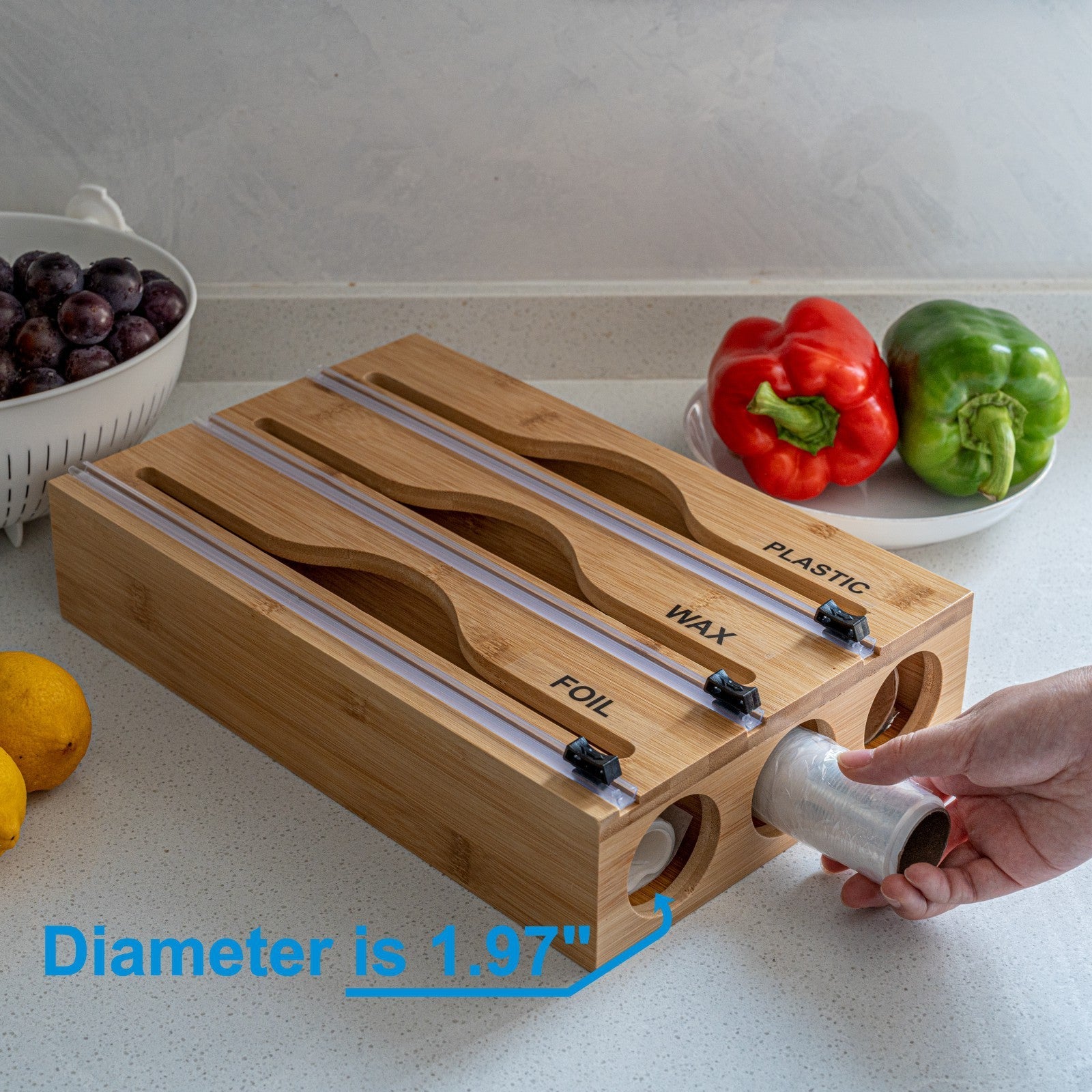 Wall-Mounted Bamboo Cling Film Cutter