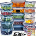 48ピース食品保存容器セット – 積み重ね可能、電子レンジ対応、BPAフリー