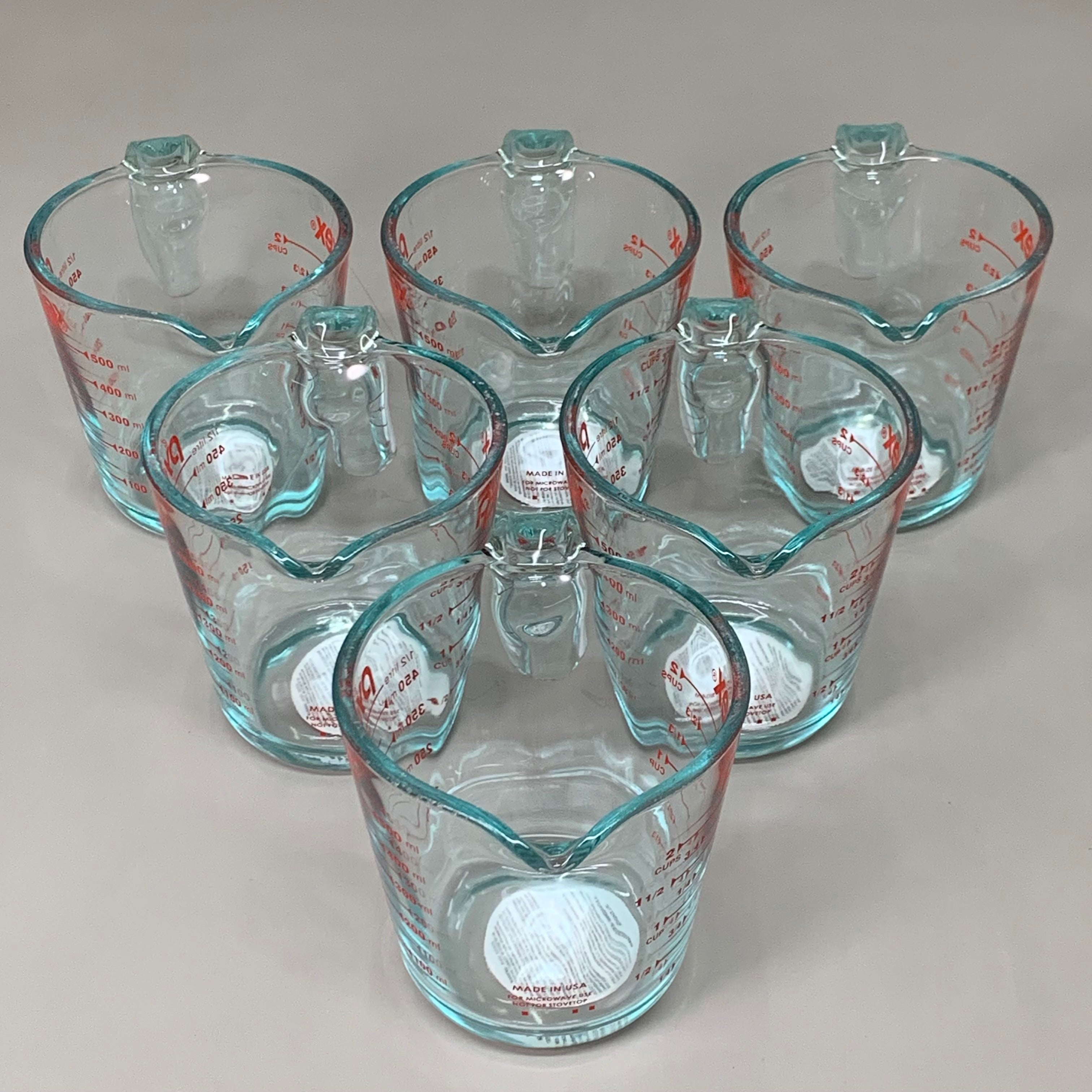 PYREX (6個パック) エッセンシャル 2カップ クリア計量カップ 6001075 P1146275