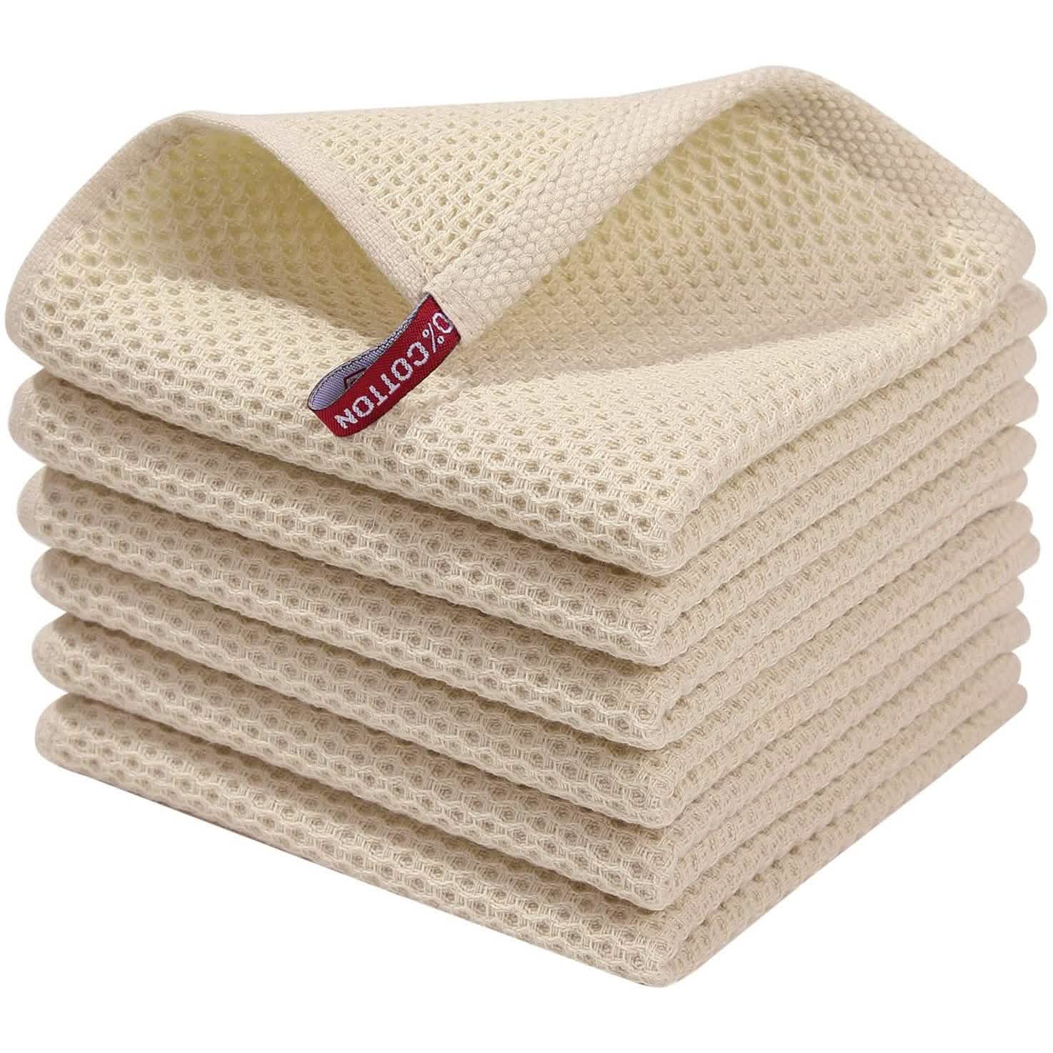 Cotton Waffle Woven Kitchen Towels – Set of 6