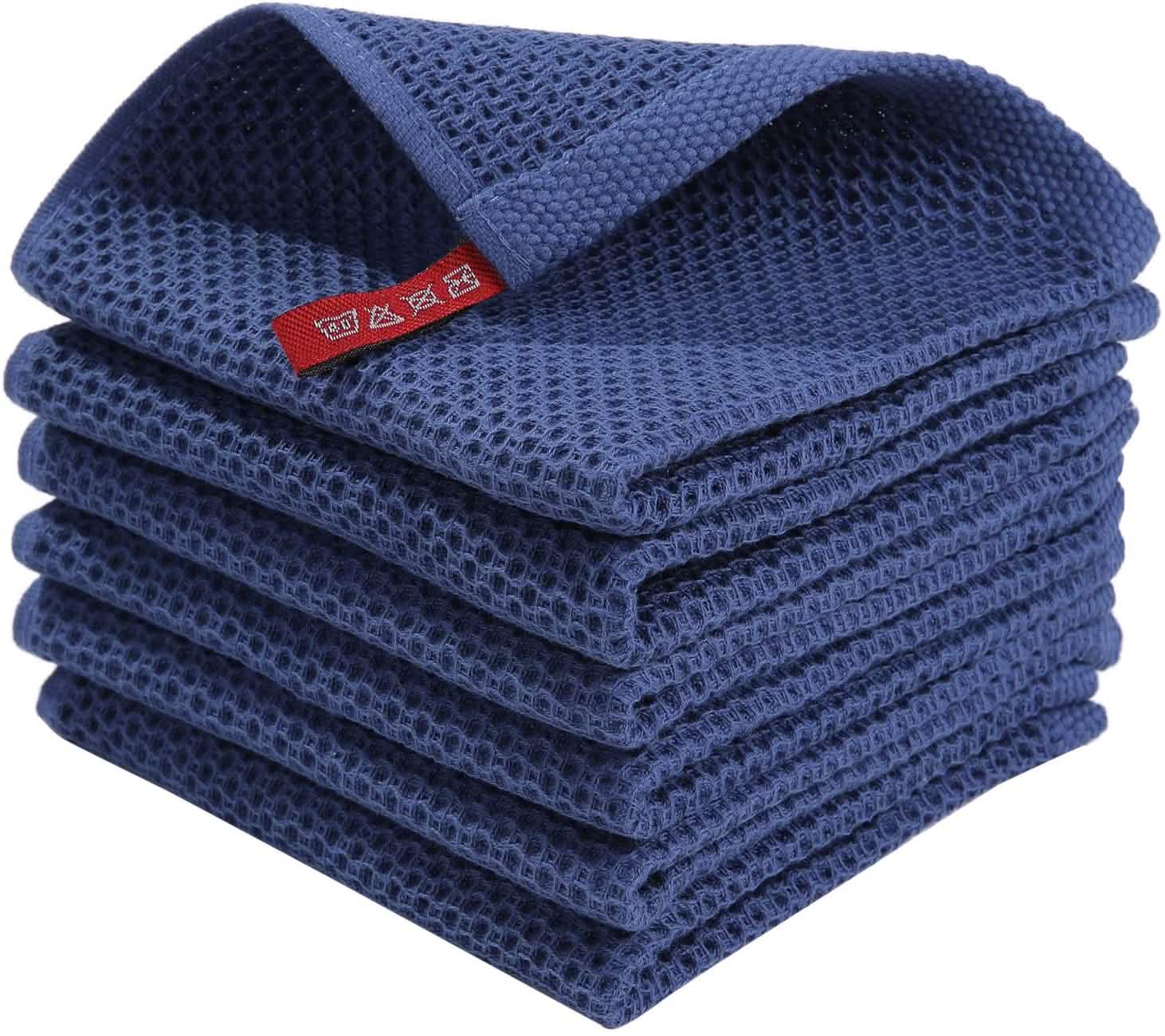 Cotton Waffle Woven Kitchen Towels – Set of 6
