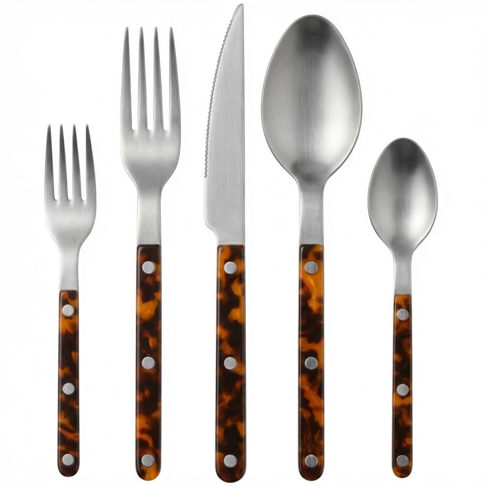 Premium Stainless Steel Flatware Set – 20-Piece Tortoise