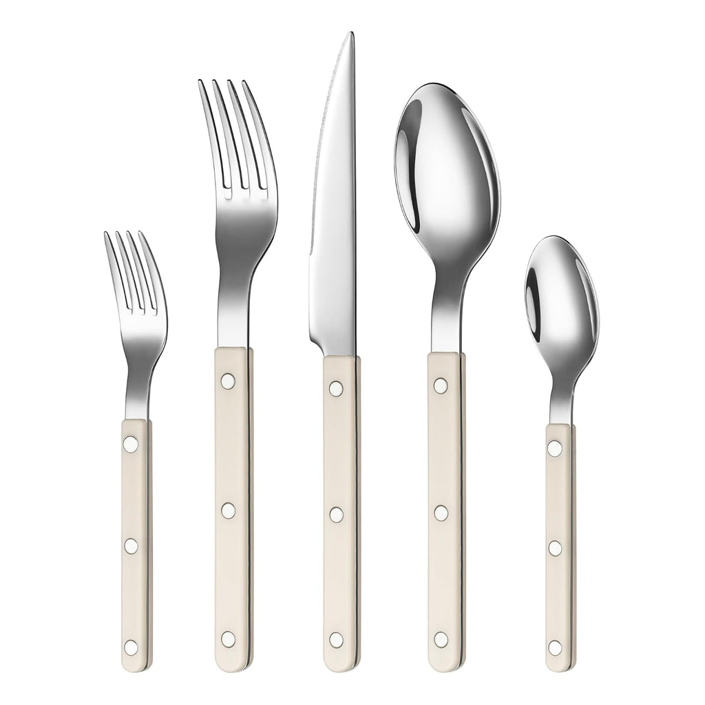 Khen Cream Cutlery Set of 20 – 18/8 Stainless Steel Flatware