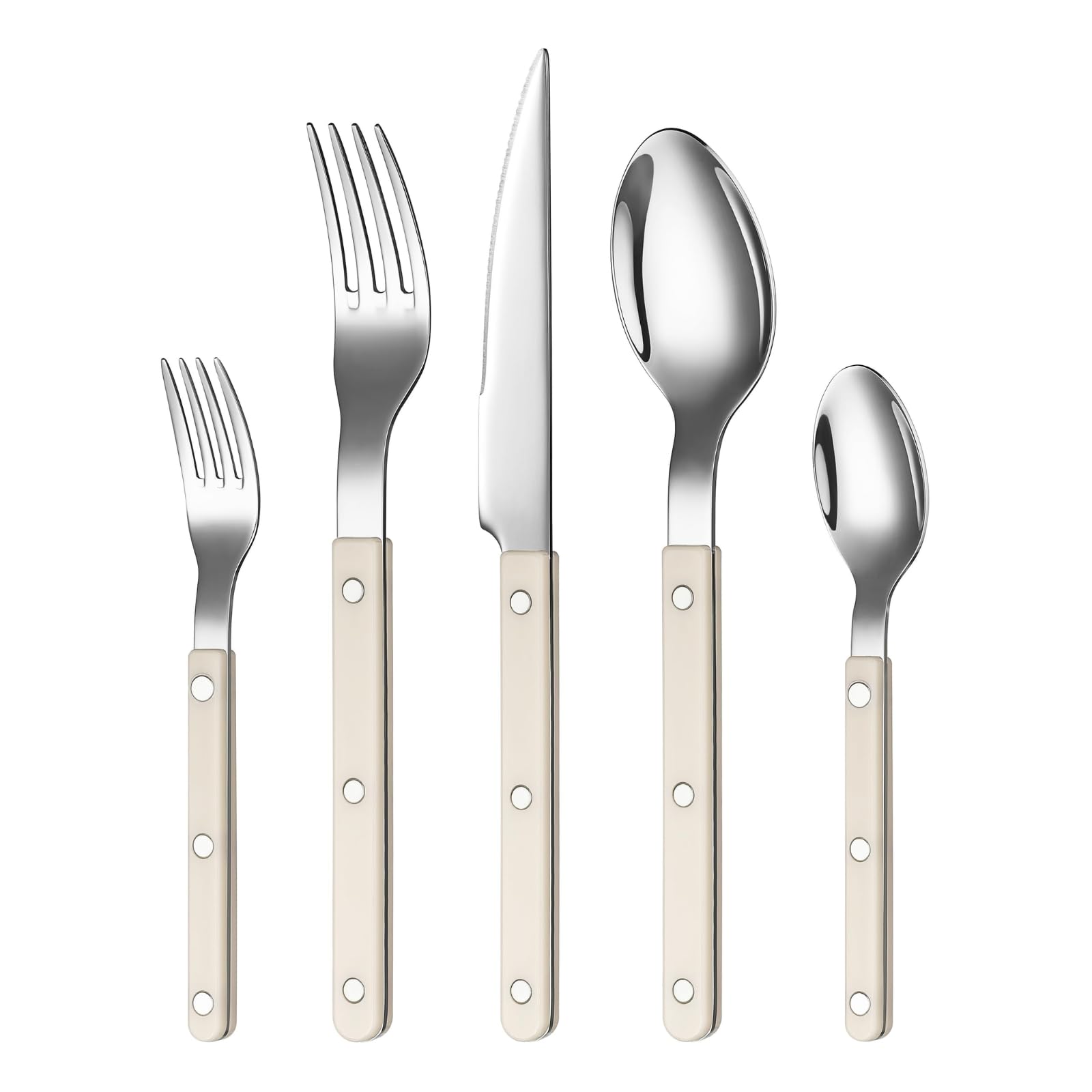 Khen Cream Cutlery Set of 20 – 18/8 Stainless Steel Flatware