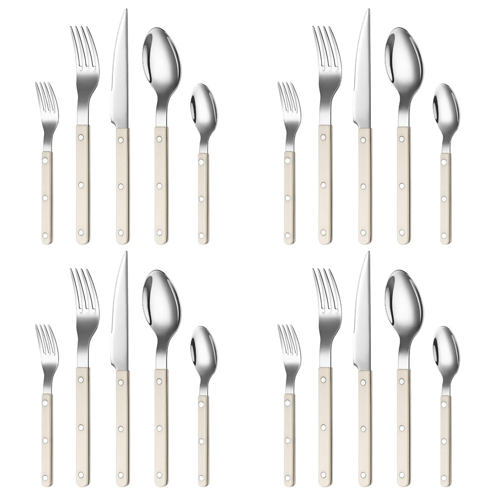 Khen Cream Cutlery Set of 20 – 18/8 Stainless Steel Flatware