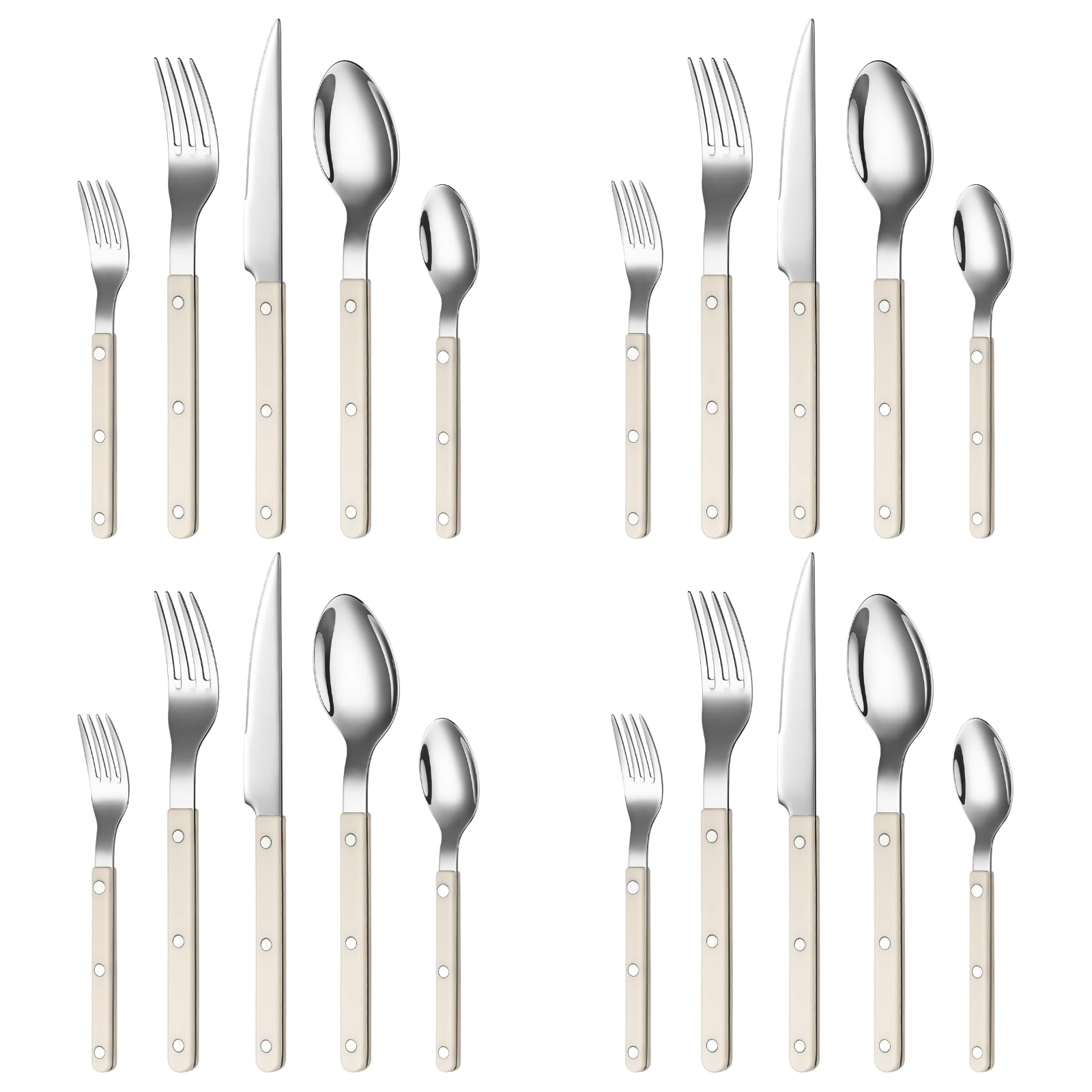 Khen Cream Cutlery Set of 20 – 18/8 Stainless Steel Flatware