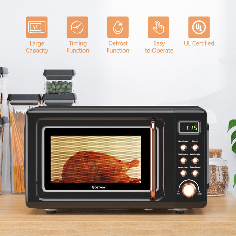 700W Retro Microwave Oven – Countertop Compact