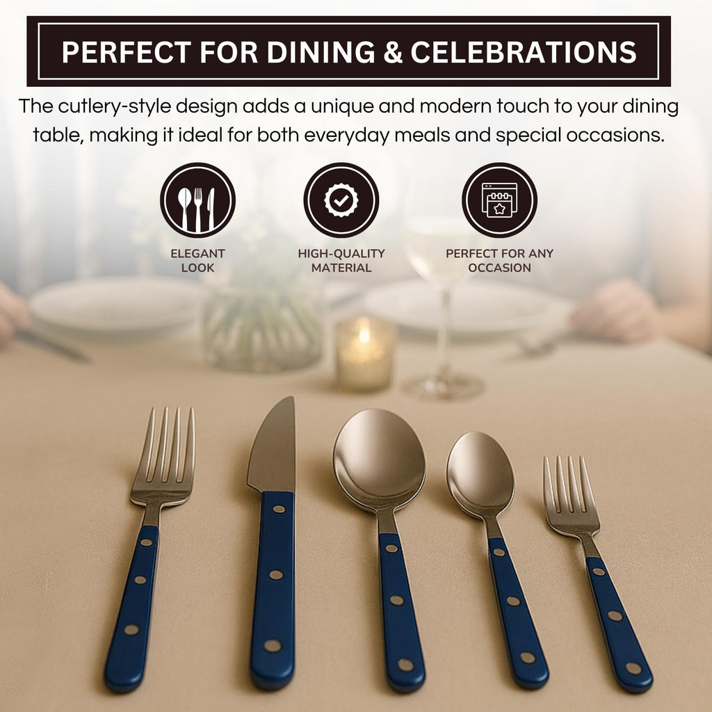 Khen Blue Cutlery Set of 20 – 18/8 Stainless Steel Flatware