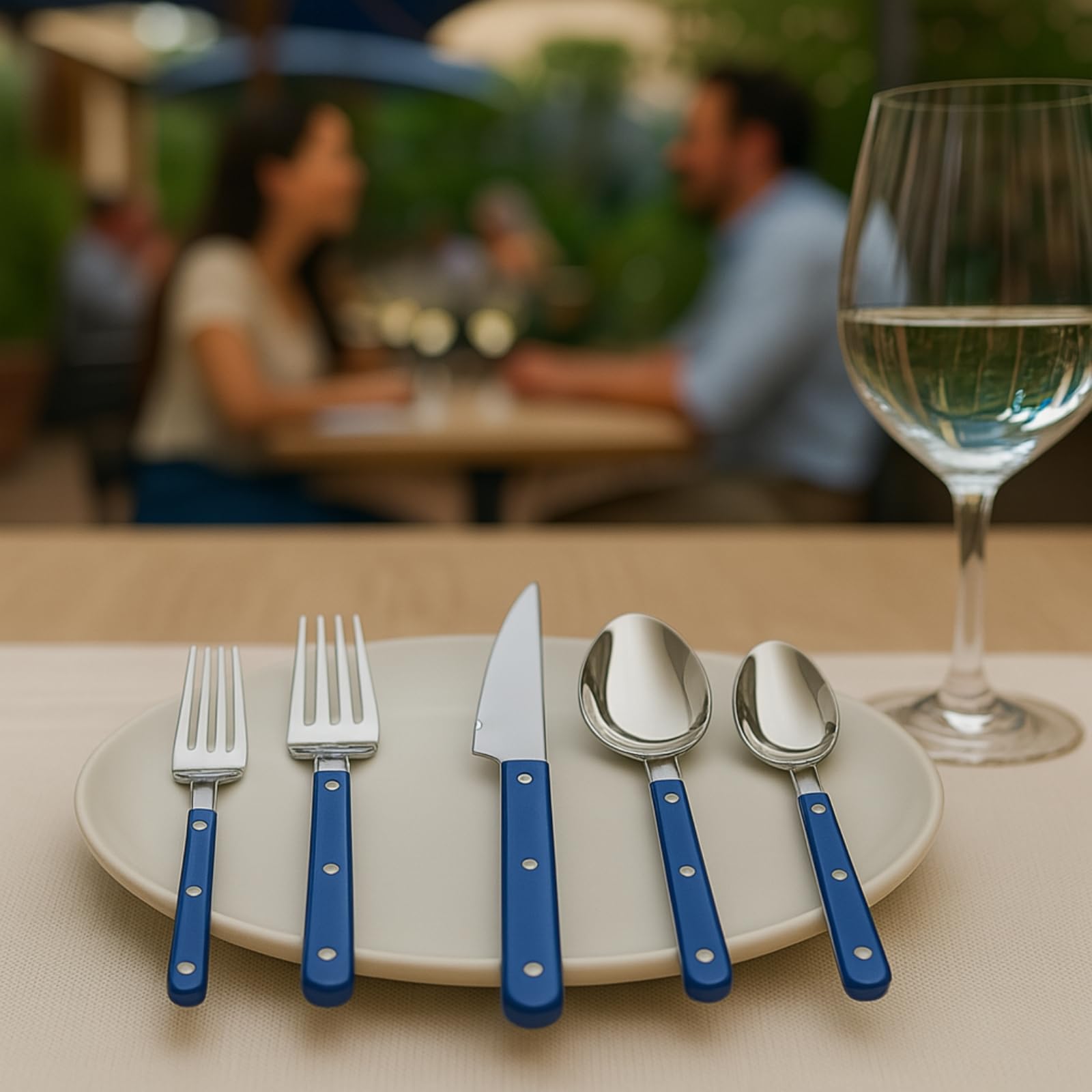 Khen Blue Cutlery Set of 20 – 18/8 Stainless Steel Flatware