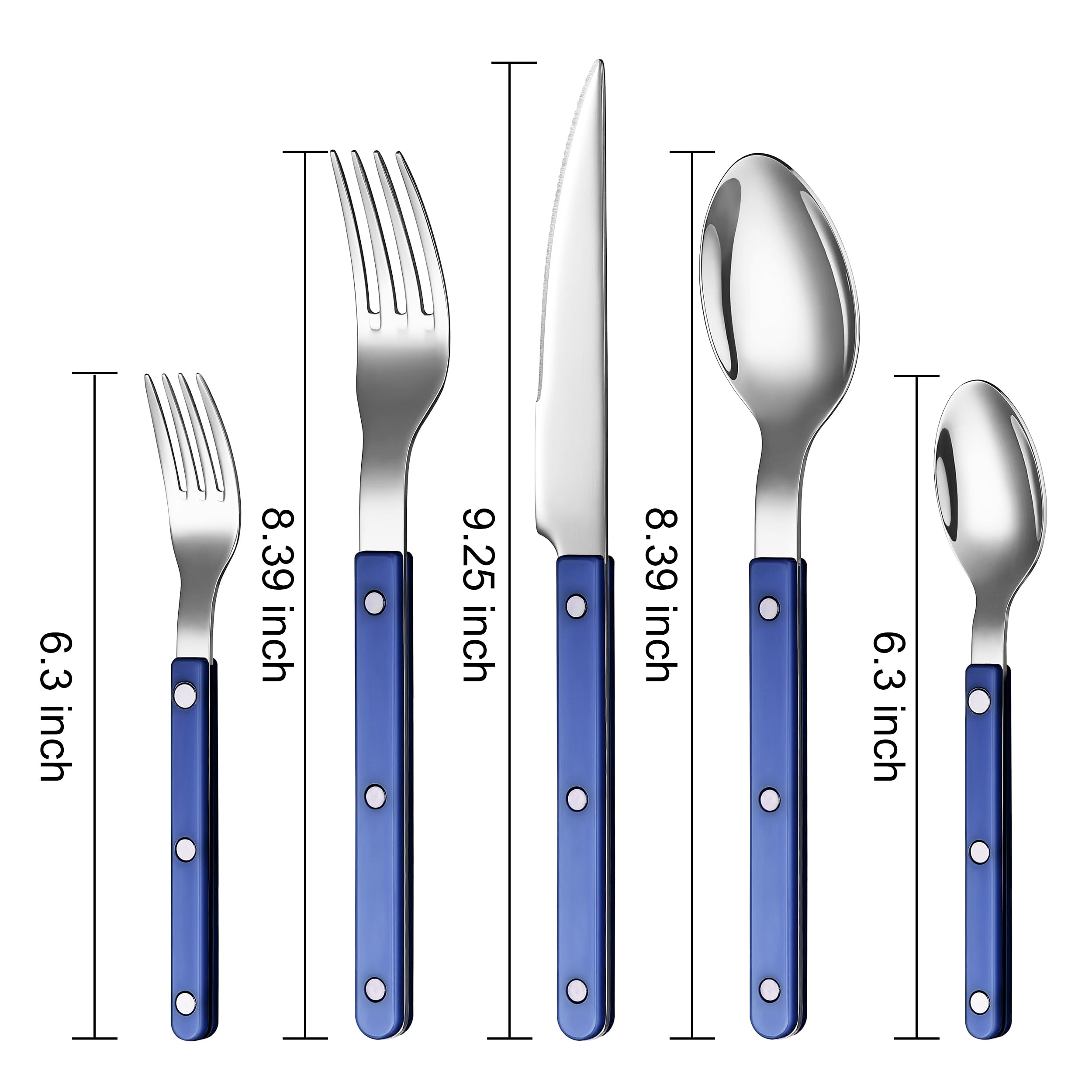 Khen Blue Cutlery Set of 20 – 18/8 Stainless Steel Flatware