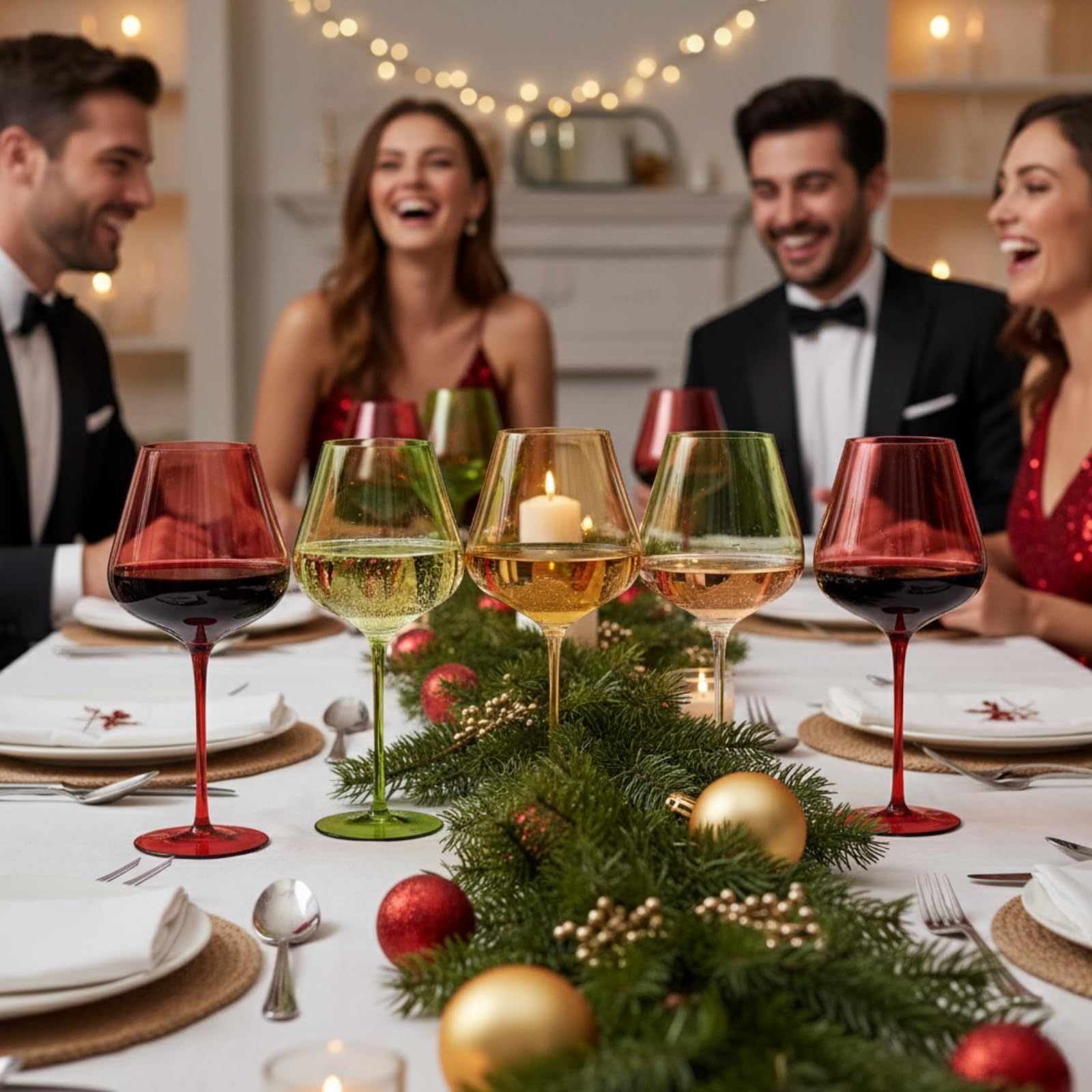 クリスマスホリデーワイングラス5個セット – 20オンスゴブレット