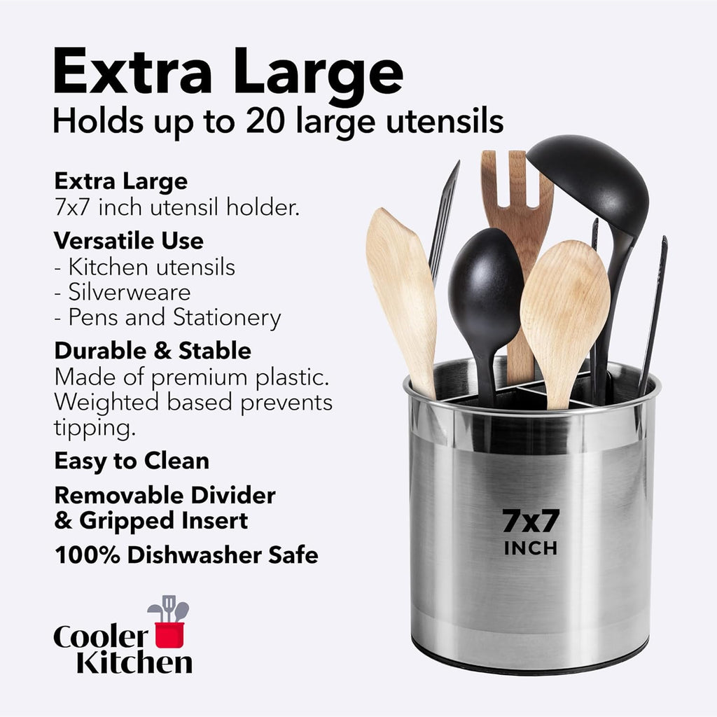 Extra Large Rotating Utensil Holder Caddy – Rust-Proof Metal