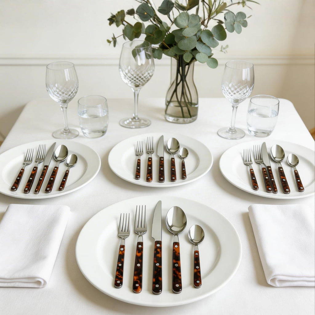 Premium Stainless Steel Flatware Set – 20-Piece Tortoise