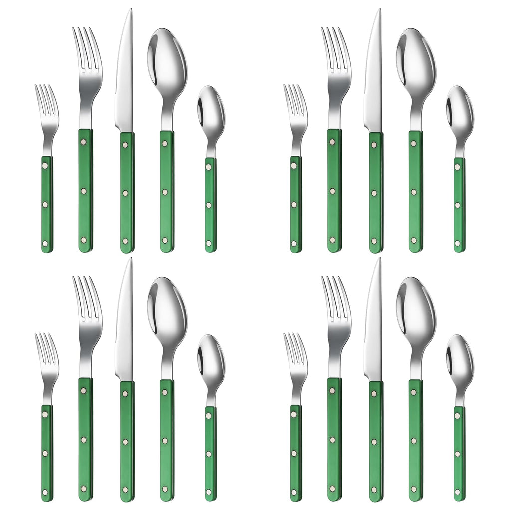 Khen Green Cutlery Set of 20 – 18/8 Stainless Steel Flatware