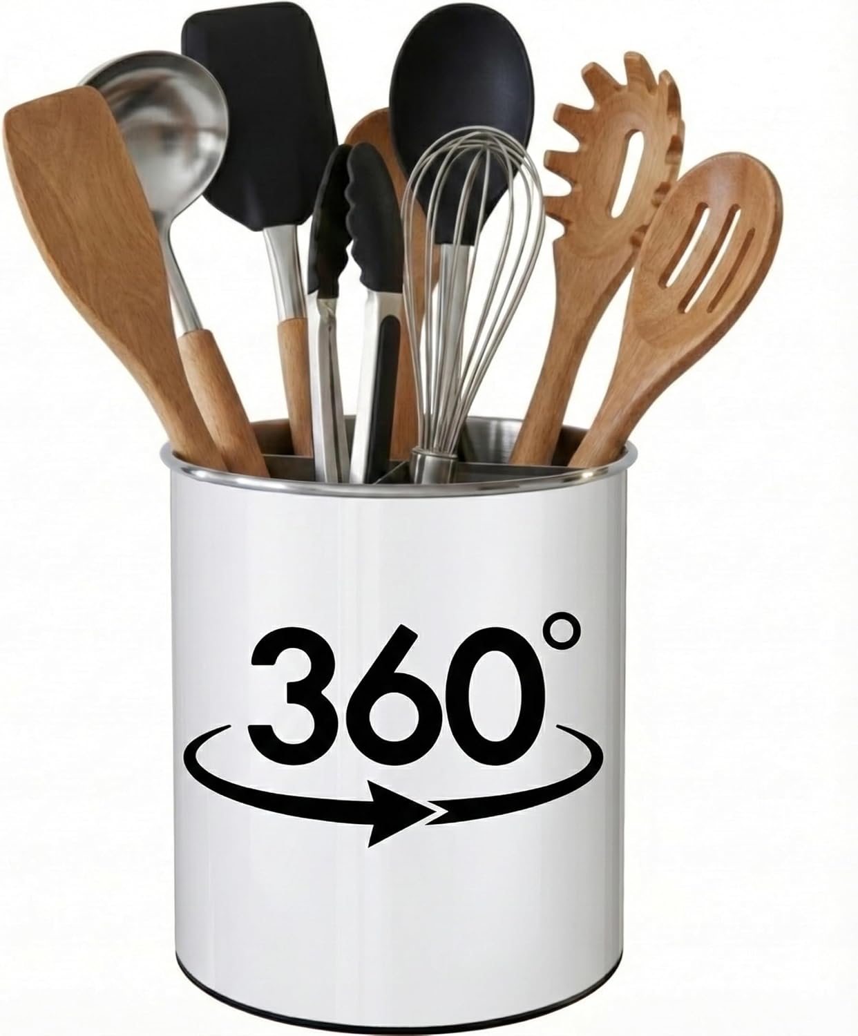 Extra Large Rotating Utensil Holder Caddy – Rust-Proof Metal