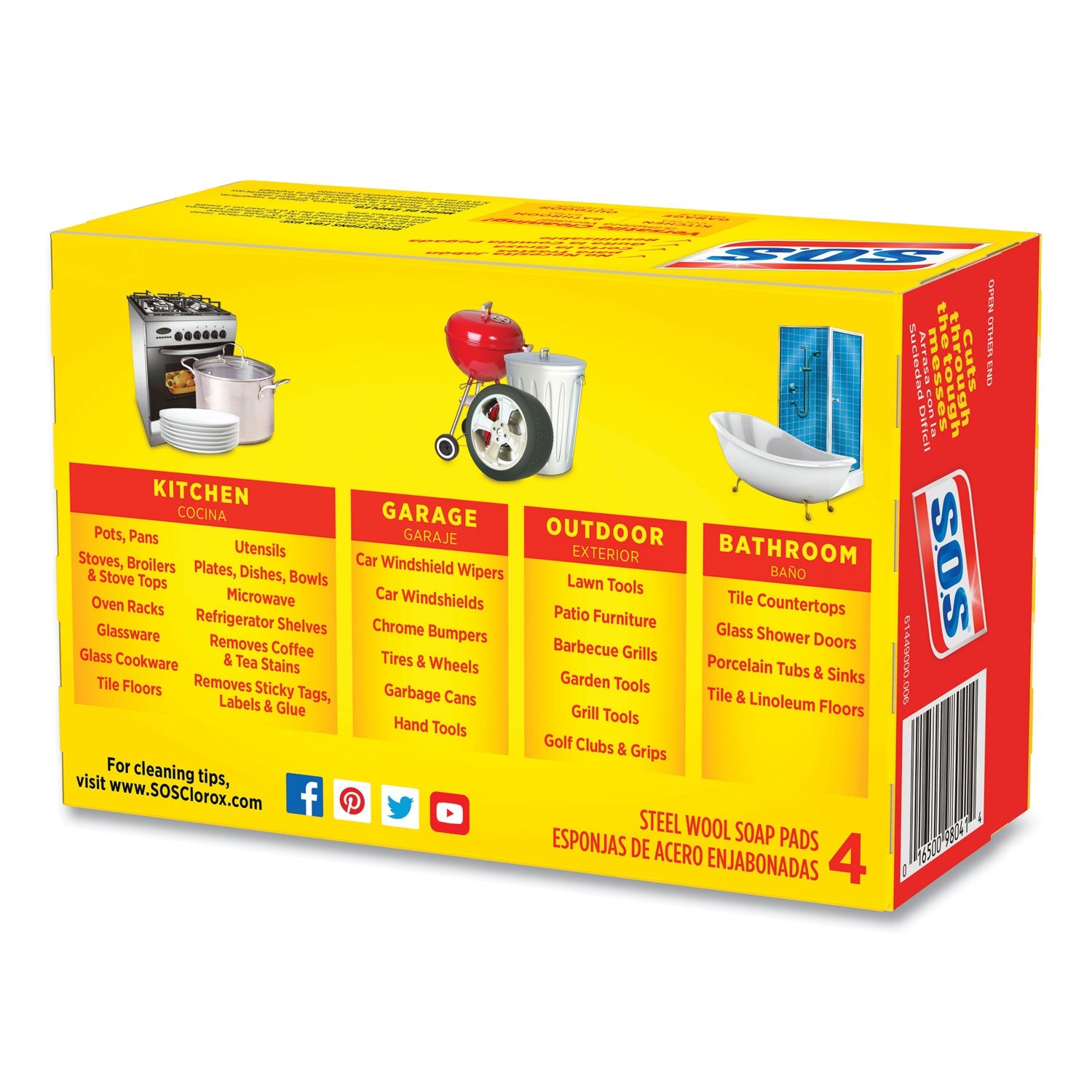 S.O.S. Steel Wool Soap Pads – 4/Box, 24 Boxes/Carton