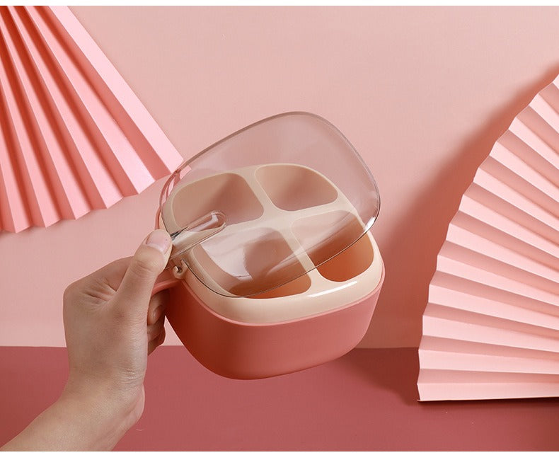 Kitchen supplies press type seasoning box contrasting color four grid seasoning box transparent lid with spoon