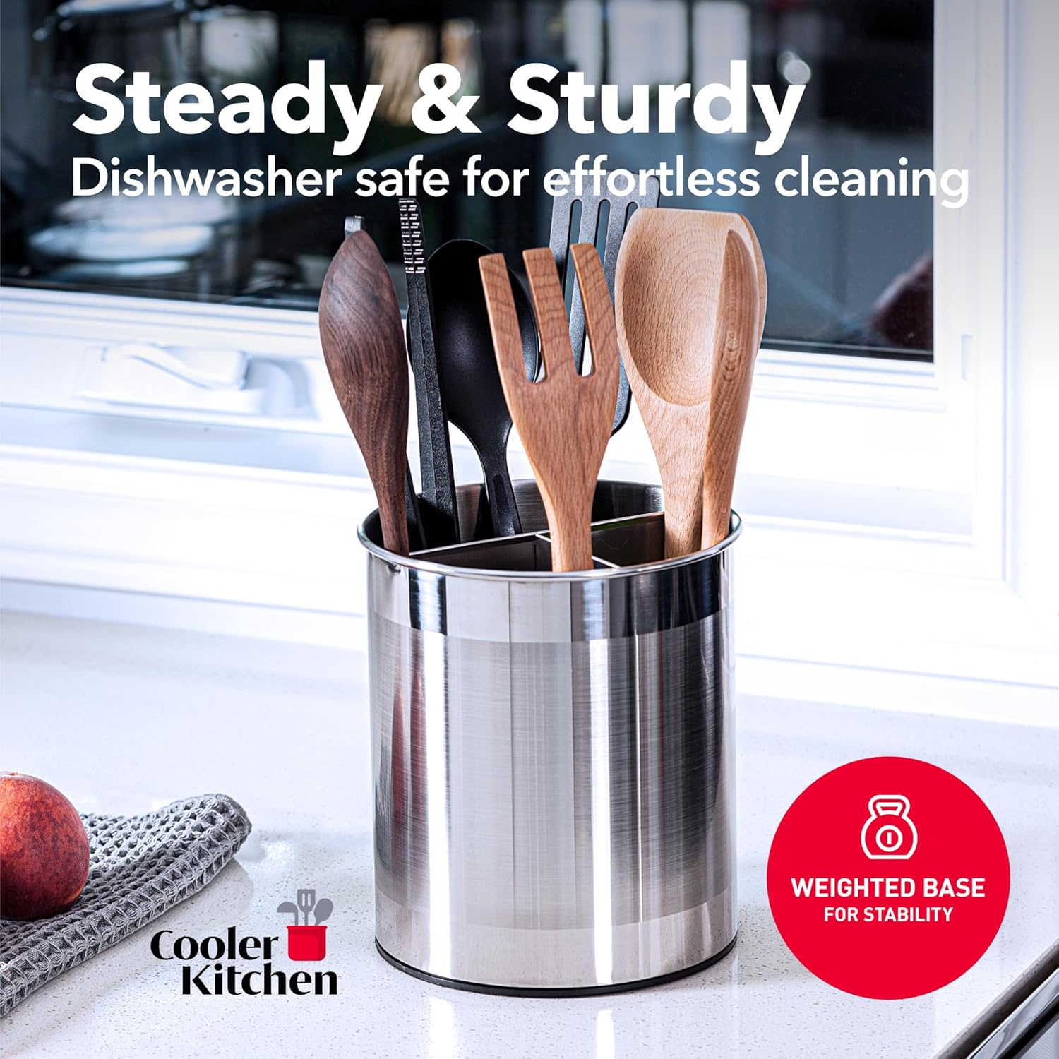 Extra Large Rotating Utensil Holder Caddy – Rust-Proof Metal