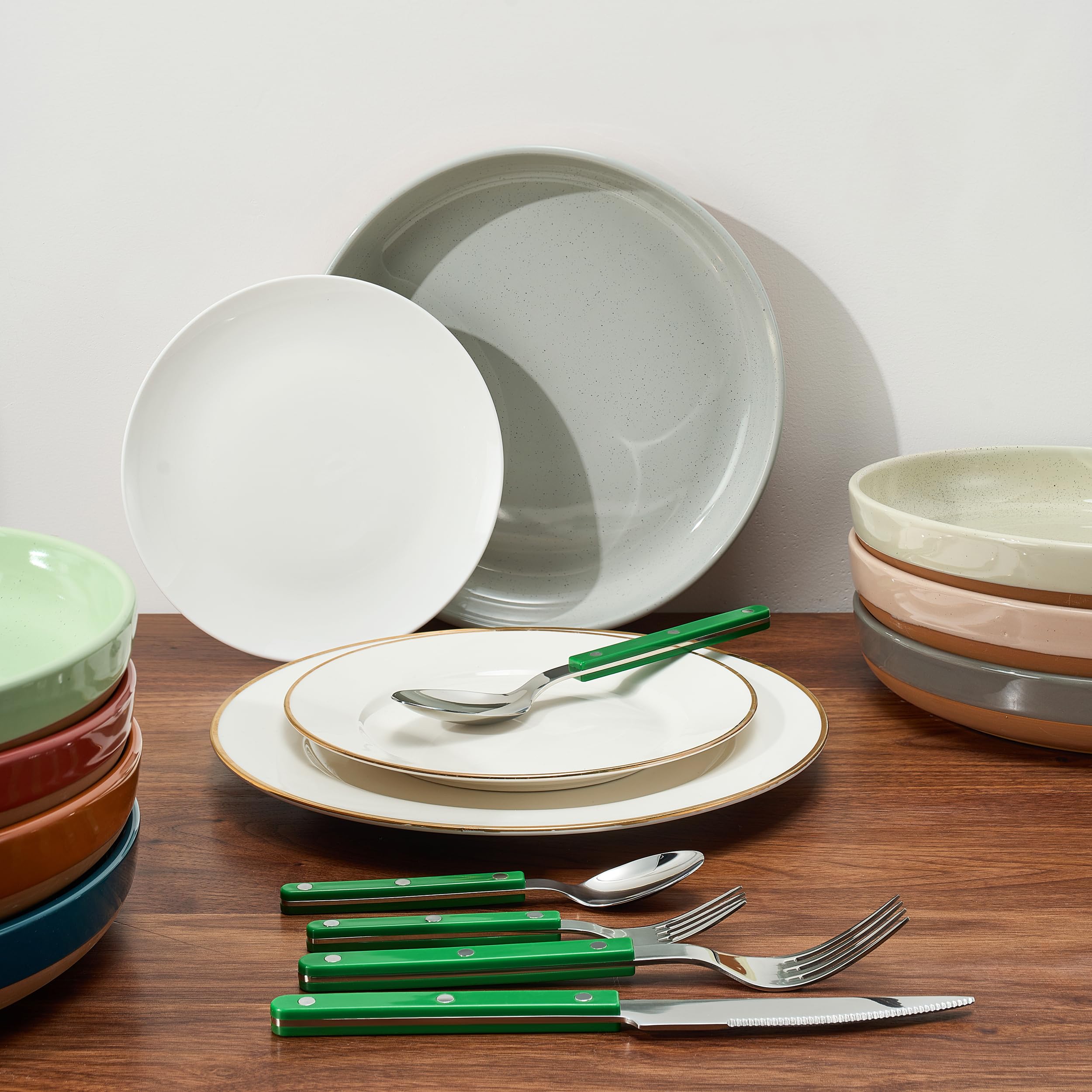 Khen Green Cutlery Set of 20 – 18/8 Stainless Steel Flatware