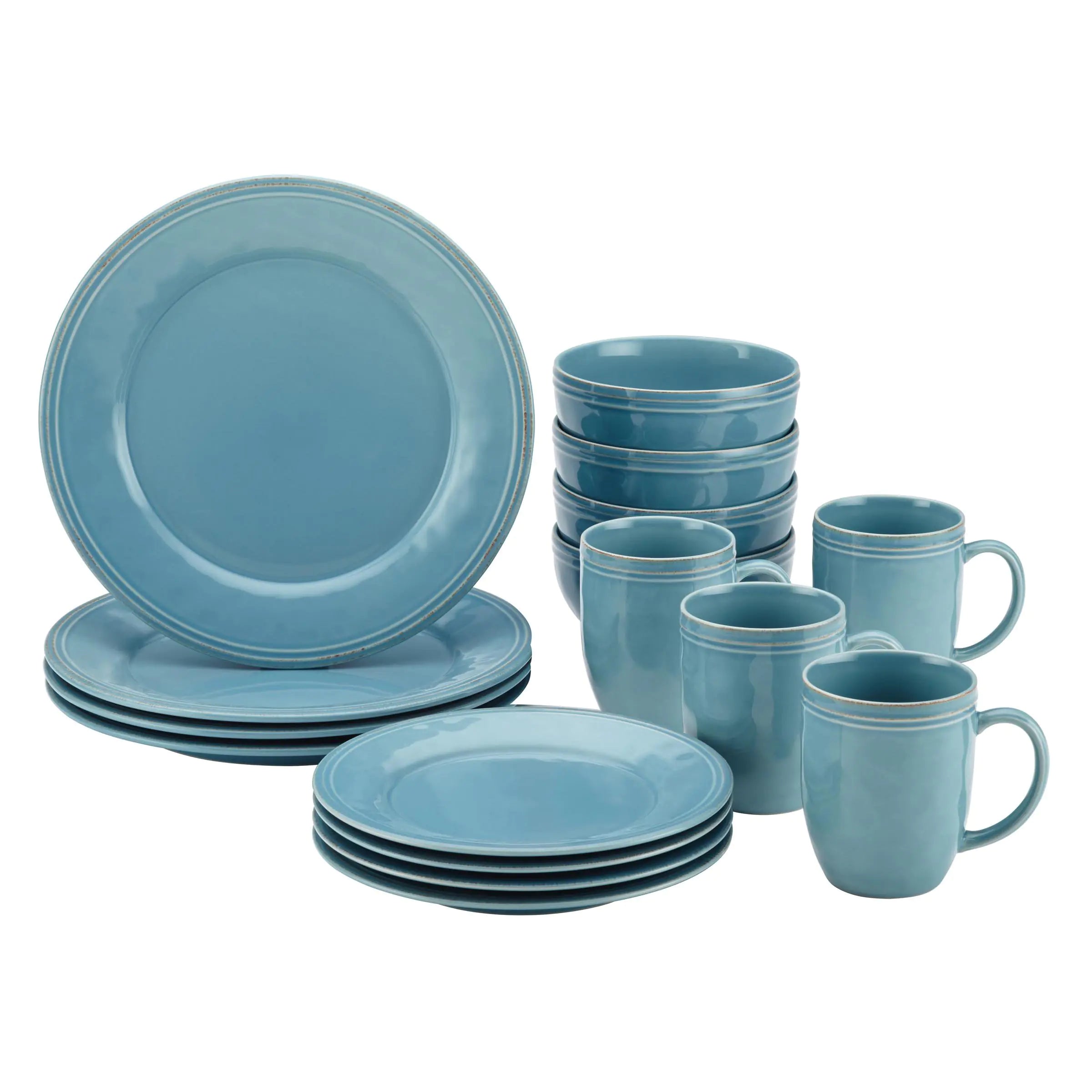 Rachael Ray Cucina Stoneware 16-Piece Dinnerware Set – Agave Blue