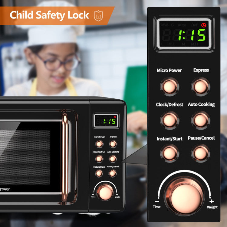700W Retro Microwave Oven – Countertop Compact
