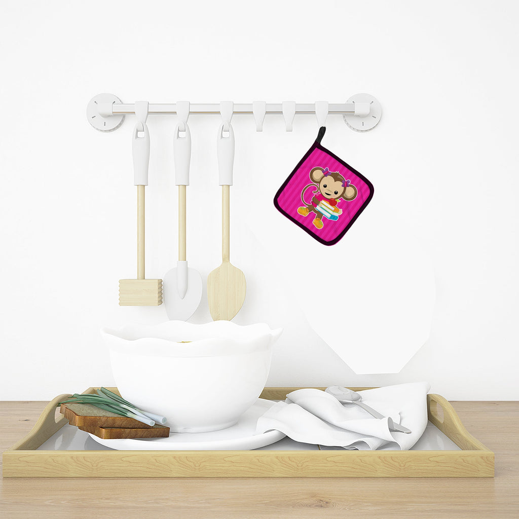 Monkey and School books Pot Holders - Set of 2 - Heat-Resistant Kitchen Essentials BB7018PTHD