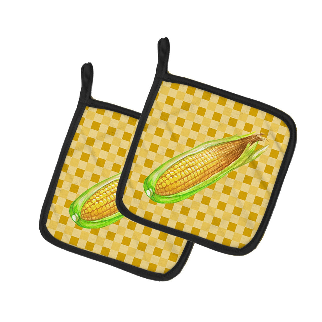 Corn on Basketweave Pot Holders - Set of 2 - Heat-Resistant Kitchen Essentials BB7198PTHD