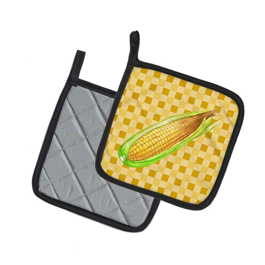 Corn on Basketweave Pot Holders - Set of 2 - Heat-Resistant Kitchen Essentials BB7198PTHD