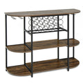 47-Inch Wine Rack Table with Glass Holder & Storage Shelves