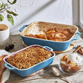 Ceramic Stoneware Baking Dish Set – Blue Green Turquoise & Ivory (Set of 2)