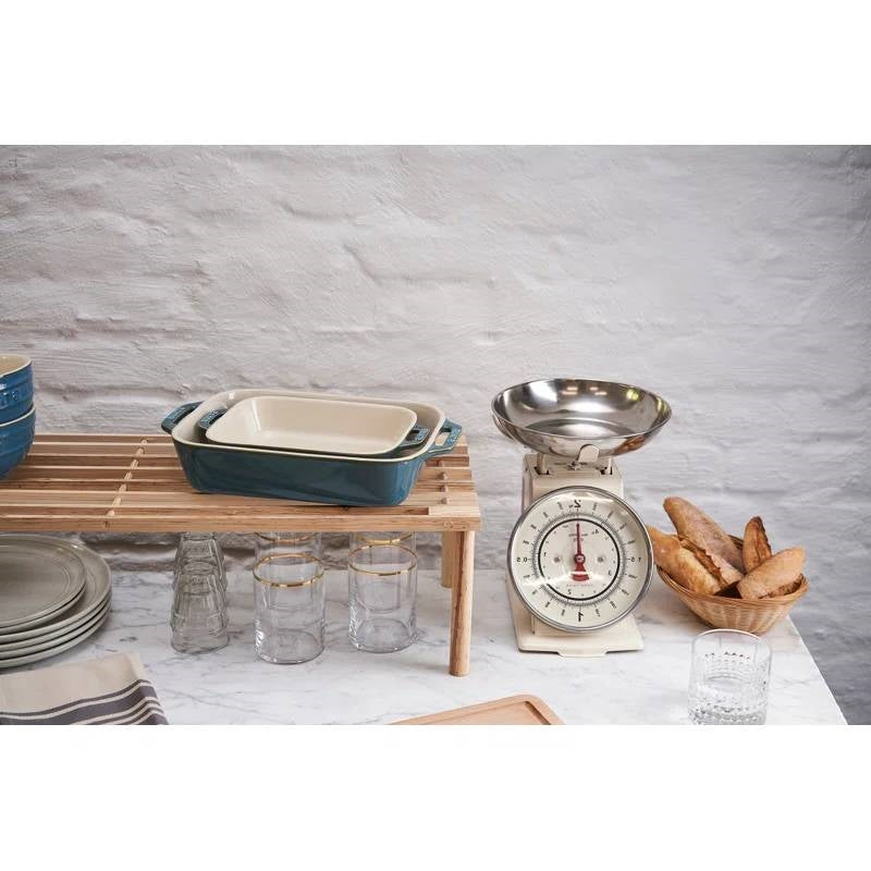 Ceramic Stoneware Baking Dish Set – Blue Green Turquoise & Ivory (Set of 2)