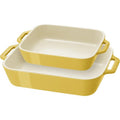 2-Piece Ceramic Stoneware Casserole Baking Dish Set – Yellow & Ivory