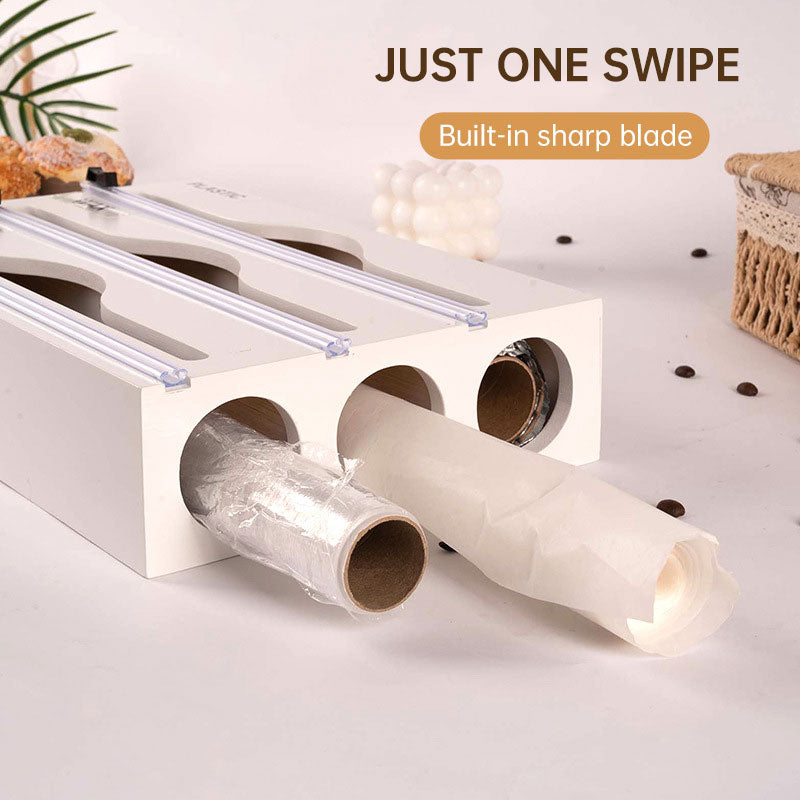Wall-Mounted Bamboo Cling Film Cutter