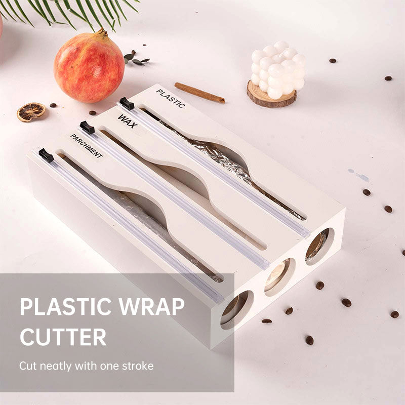 Wall-Mounted Bamboo Cling Film Cutter