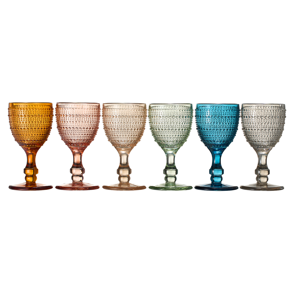 Tonal Hobnail Goblet, Stemmed Wine Glassware, Set of 6