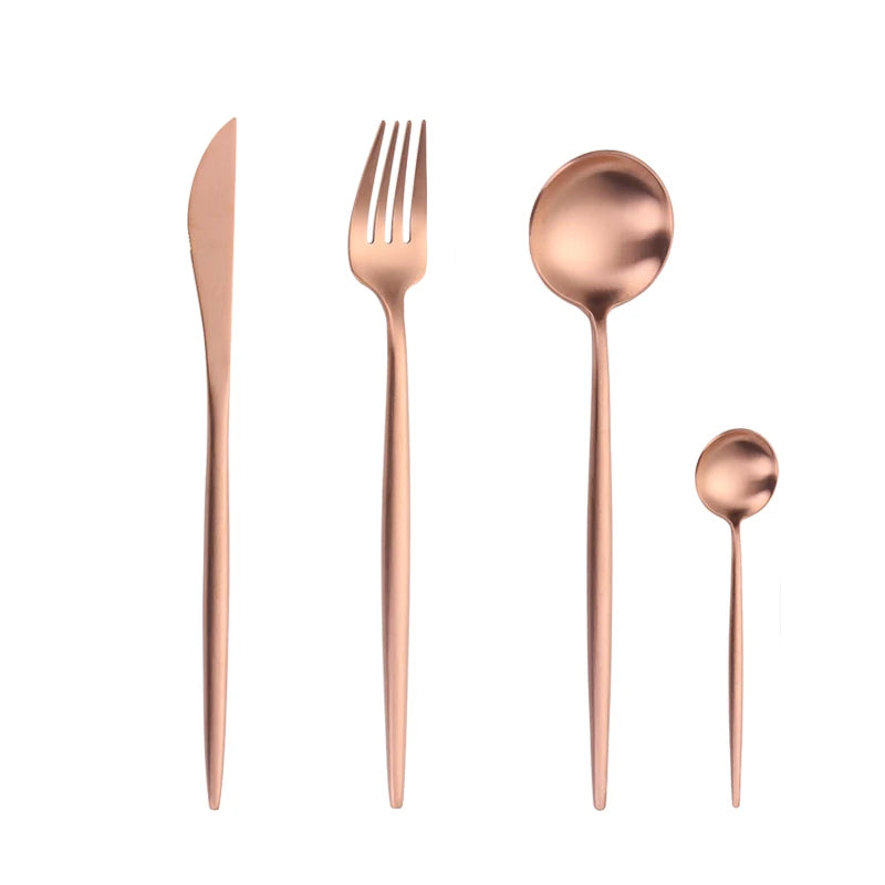 Gold Cutlery Set Forks Spoons Knives Tableware Steel Cutlery Set Stainless Steel Dinnerware Set Spoon Knife Fork Custom Logo