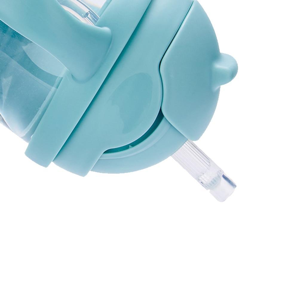 Silicone Baby Training Bottle with Suction Cup & Straw Handles